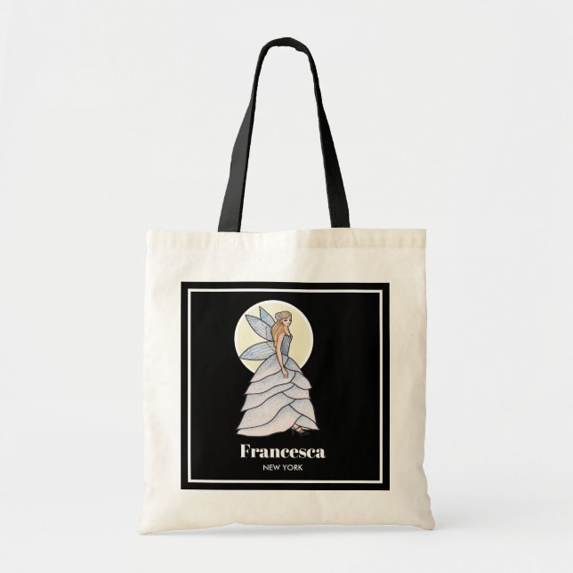 Fairy Princess Bridal Dress Fashion Illustration Tote Bag (Front)
