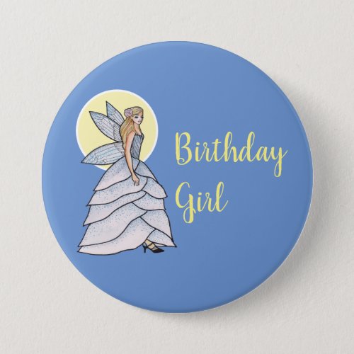 Fairy Princess Bride Dress Fashion Illustration Button