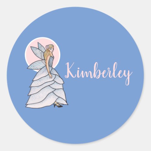 Fairy Princess Bride Dress Fashion Illustration Classic Round Sticker