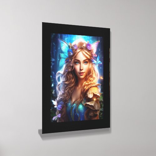 Fairy princess brunette fantasy fae girl butterfly canvas photo tile 