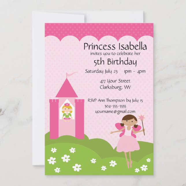 Fairy Princess Castle Birthday Invitation (Front)