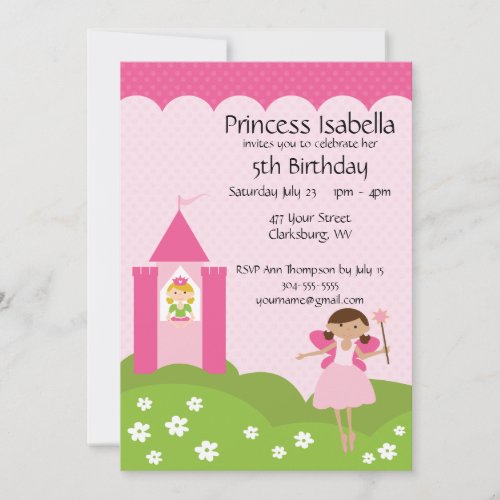 Fairy Princess Castle Birthday Custom Invitations