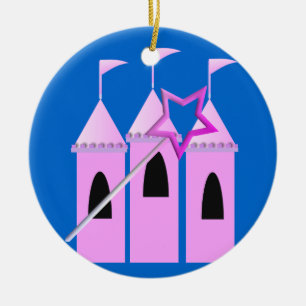 Fairy Princess Castle & Magic Wand Ceramic Ornament