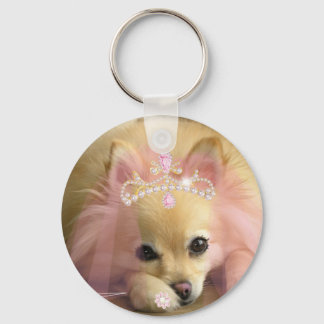 fairy princess dog with diamond crown keychain