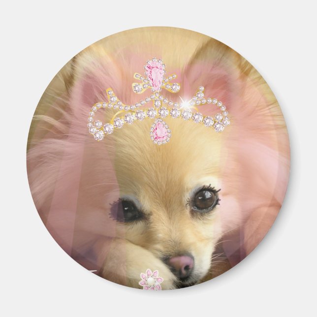 fairy princess dog with diamond crown magnet (Front)