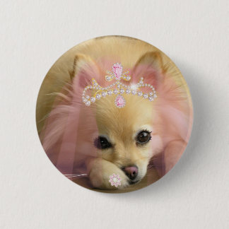 fairy princess dog with diamond crown pinback button