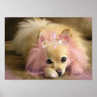 fairy princess dog with diamond crown poster