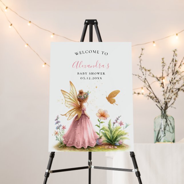 Fairy Princess Enchanted Baby Girl Shower Welcome Foam Board (In Situ (Stand))