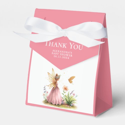 Fairy Princess Enchanted Pink Baby Girl Shower Favor Boxes