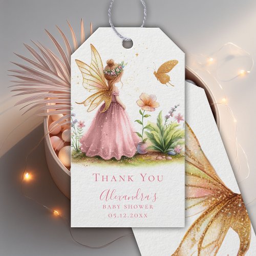 Fairy Princess Enchanted Pink Baby Girl Shower Gift Tags