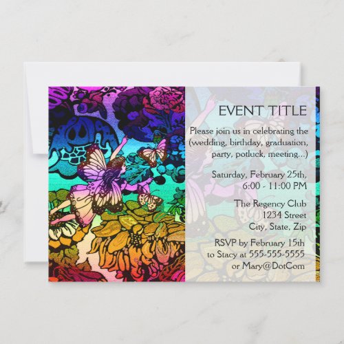 Fairy Princess Flying with Butterflies Invitation