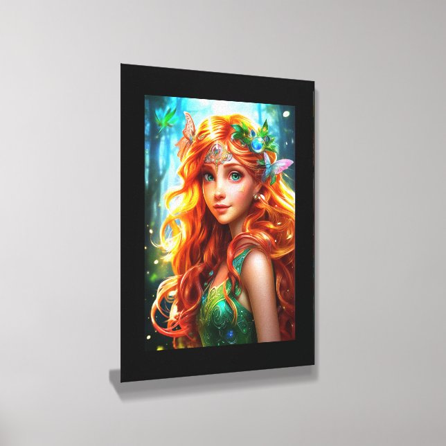 Fairy princess ginger fantasy fae girl butterfly canvas photo tile  (Angled)