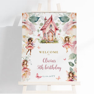 Fairy Princess Girl Birthday Floral Welcome Foam Board