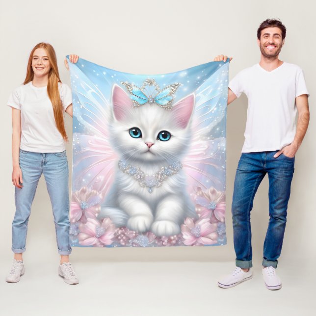 Fairy Princess Kitten Fleece Blanket (In Situ)