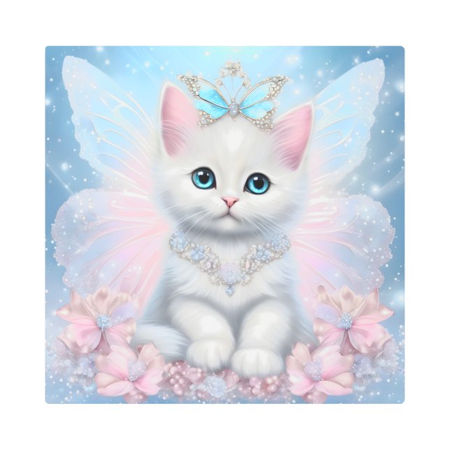 Fairy Princess Kitten Metal Print (Front)