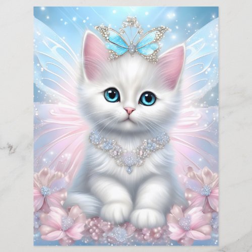 Fairy Princess Kitten Scrapbook Paper