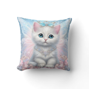 Fairy Princess Kitten Throw Pillow