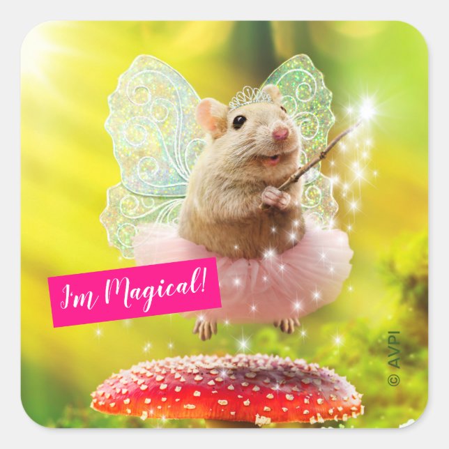 Fairy Princess Mouse Square Sticker (Front)