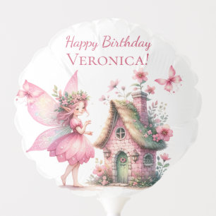 Fairy Princess Mushroom Pink Birthday Balloon