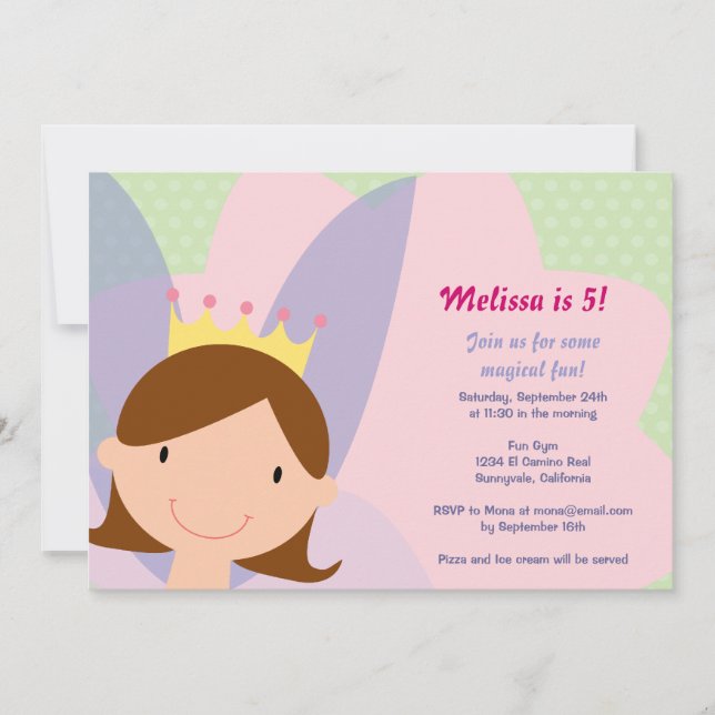 Fairy Princess Party Invite (Front)