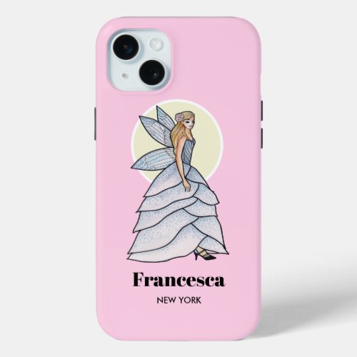 Fairy Princess Petal Dress Fashion Illustration iPhone 15 Plus Case