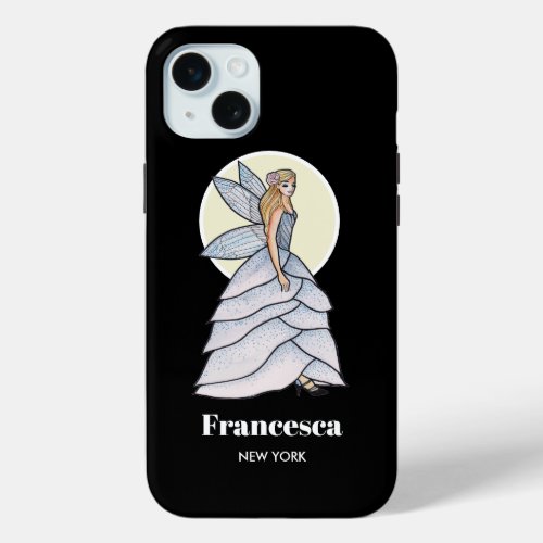 Fairy Princess Petal Dress Fashion Illustration iPhone 15 Plus Case