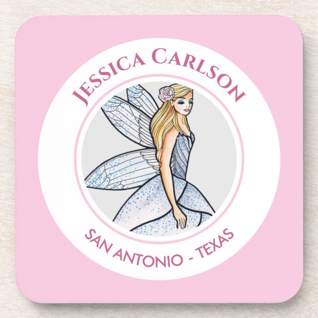 Fairy Princess Petals Dress Fashion Illustration Beverage Coaster (Front)
