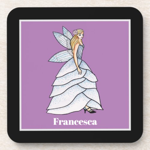 Fairy Princess Petals Dress Fashion Illustration Beverage Coaster