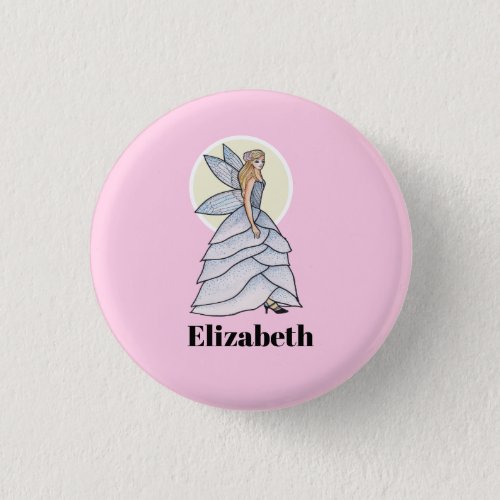 Fairy Princess Petals Dress Fashion Illustration Button