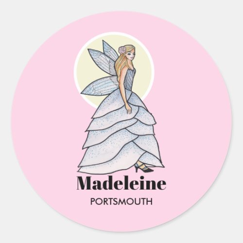 Fairy Princess Petals Dress Fashion Illustration Classic Round Sticker