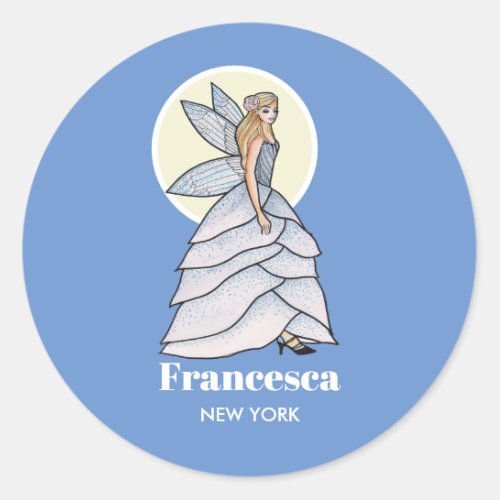 Fairy Princess Petals Dress Fashion Illustration Classic Round Sticker