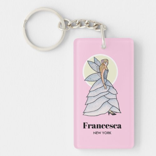 Fairy Princess Petals Dress Fashion Illustration Keychain
