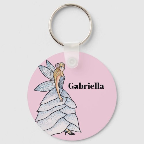 Fairy Princess Petals Dress Fashion Illustration Keychain
