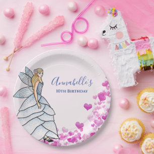 Fairy Princess Petals Dress Fashion Illustration P Paper Plates