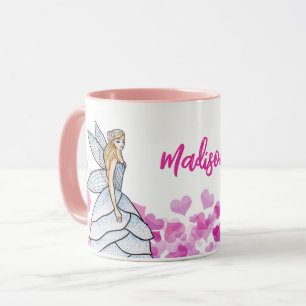 Fairy Princess Pink Hearts Fashion Illustration Mug