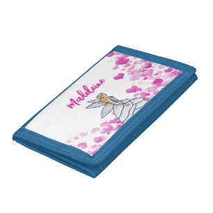 Fairy Princess Pink Hearts Fashion Illustration St Tri-fold Wallet