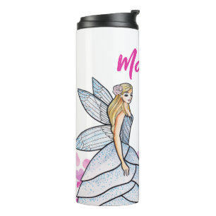 Fairy Princess Pink Hearts Fashion Illustration Thermal Tumbler