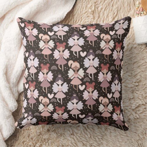 Fairy Princess Scandinavian Folk Art  Throw Pillow