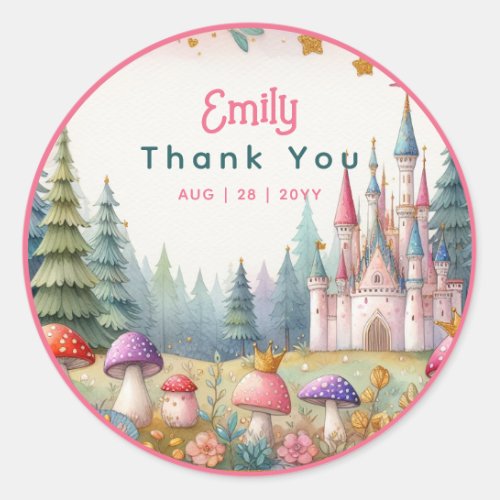 Fairy Princess Thank You Favor Fairycore Fairytale Classic Round Sticker