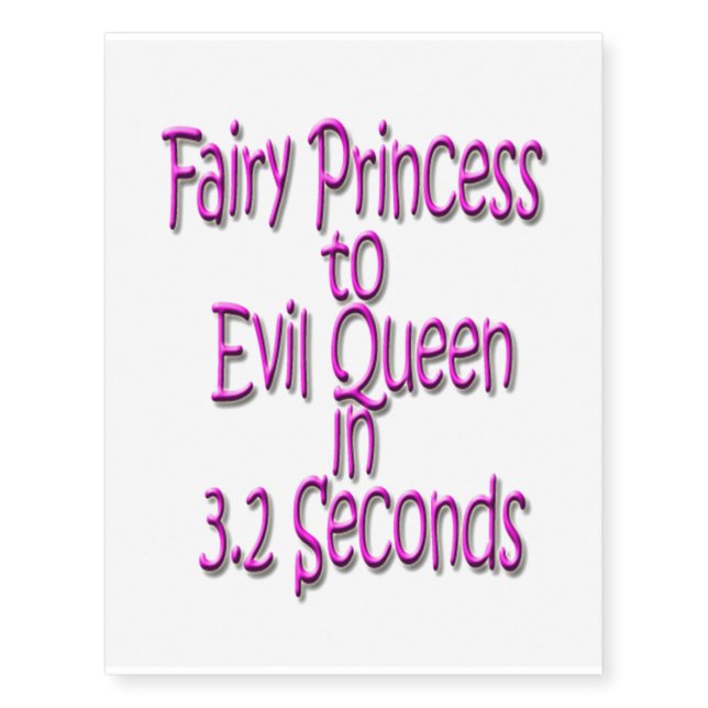 Fairy Princess to Evil Queen 3.2 Secs Temp Tattoo (Front)
