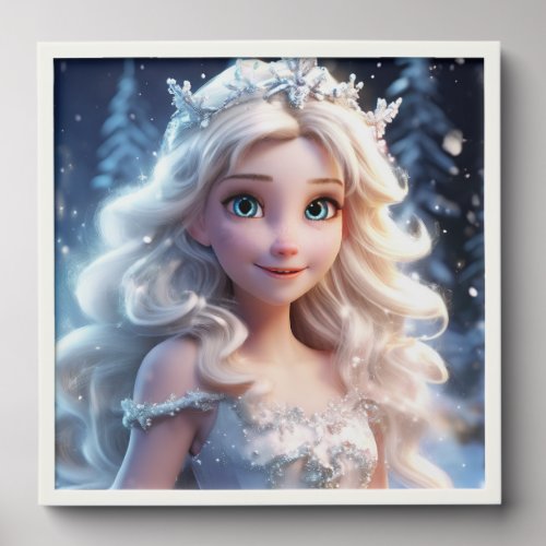 Fairy princess winter snow magical girl peel and stick photo tile