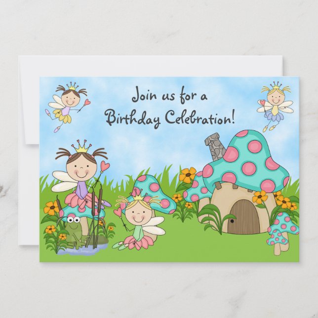 Fairy Princesses and Garden Birthday Invitation (Front)
