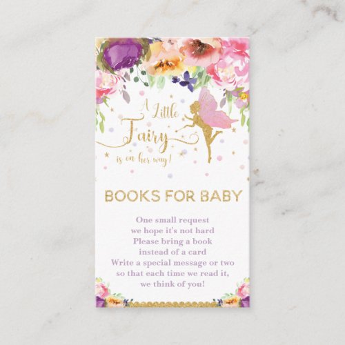 Fairy Purple Pink Floral Bring Books for Baby  Enclosure Card