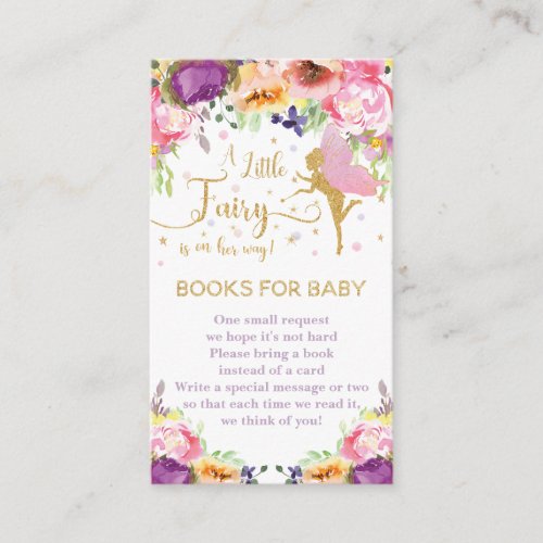 Fairy Purple Pink Floral Bring Books for Baby  Enclosure Card