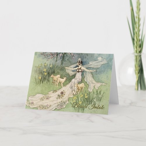 Fairy Queen  Her Lambs Imbolc Greeting Card