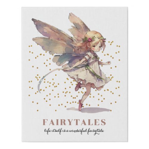 Fairy Quote Fairytales Faux Wrapped Canvas Print