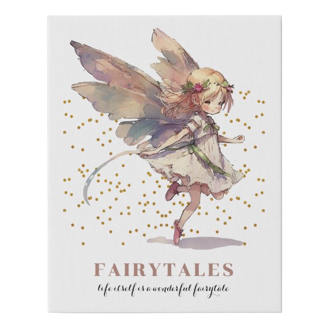 Fairy Quote Fairytales Faux Wrapped Canvas Print (Front)