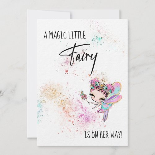  Fairy Rainbow Dust Baby Girl Shower Invitation
