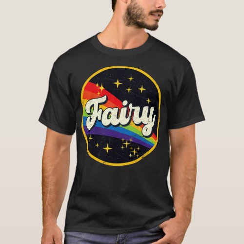 Fairy Rainbow In Space Vintage GrungeStyle T_Shirt