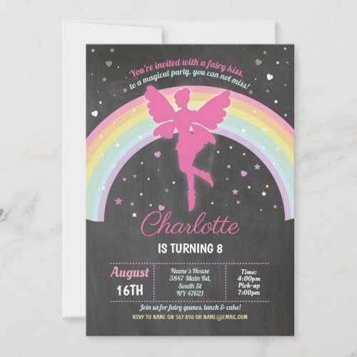 Fairy Rainbow Party Birthday Magical Fairies Invitation